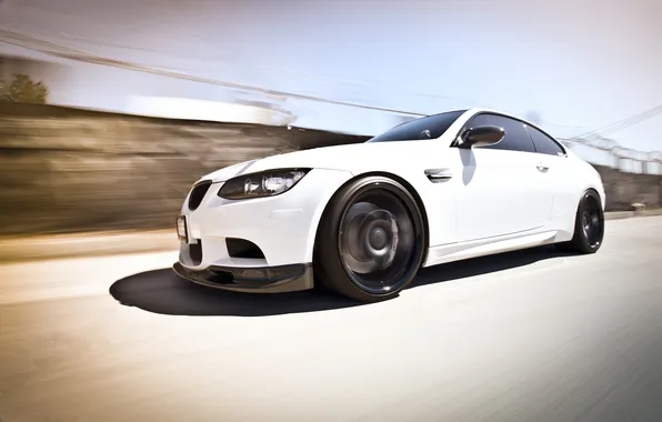Picture road, white, the sky, bmw, BMW, coupe, speed, shadow