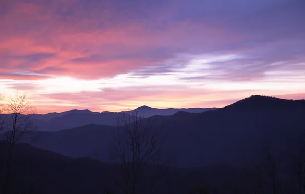 Picture mountains, the evening, cold mountain