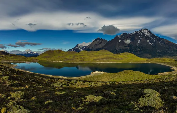 Picture mountains, lake, Chile, Patagonia