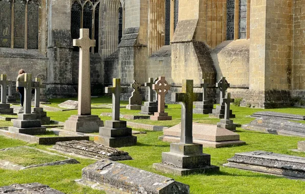 England, Travel, Grave, Tourism, Cross, Cemetery, Wells, Wells Somerset