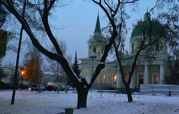 The city, spring, the evening, Temple, OMSK