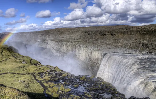 The sky, waterfall, rainbow