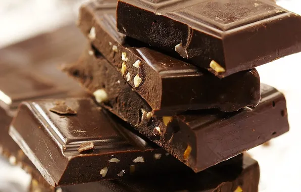 Chocolate, ladder, pieces, stack, nuts, tiles