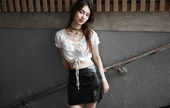 Woman, beautiful, model, sweet, brunette, asian, adorable, miniskirt