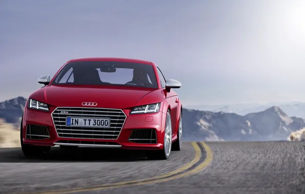 Road, mountains, Audi, markup, turn, 2014, TTS