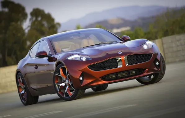 Picture red, background, the concept, the front, hybrid, Fisker, Fisker, Atlantic