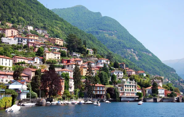 Mountains, the city, photo, home, Italy, Como