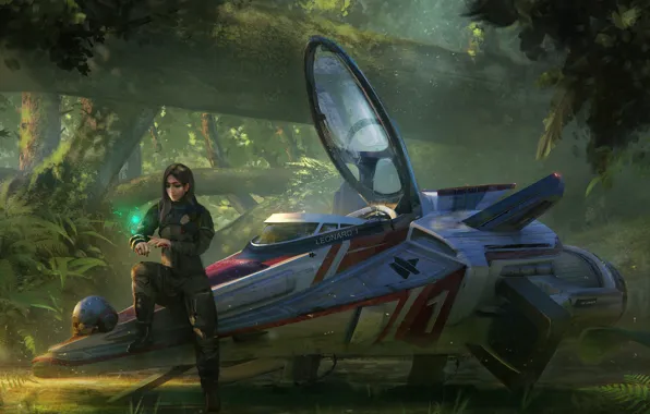 Forest, helmet, pilot, camera, Greenish