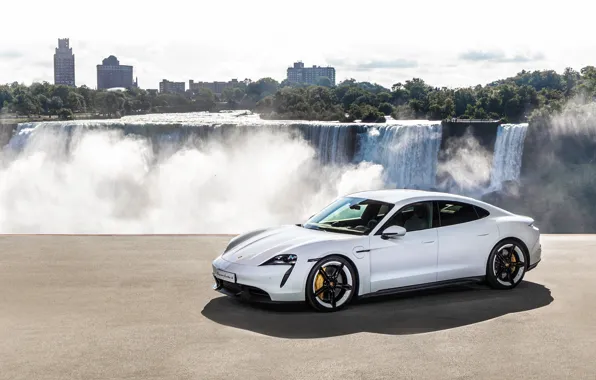 Waterfall, Porsche, Turbo S, 2020, Taycan