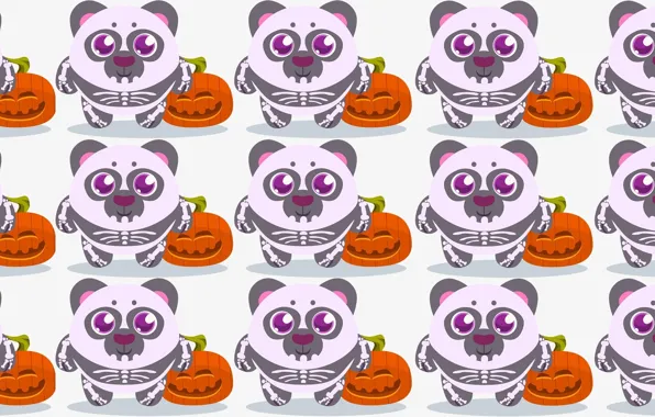 Holiday, art, Panda, pumpkin, Halloween, children's