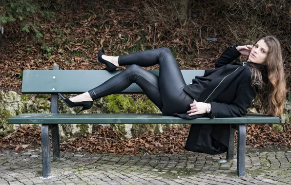 Picture look, bench, style, model, Veronica