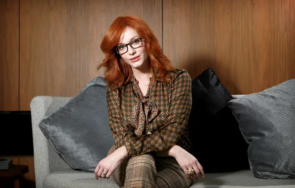 Picture woman, actress, glasses, red, Christina Hendricks