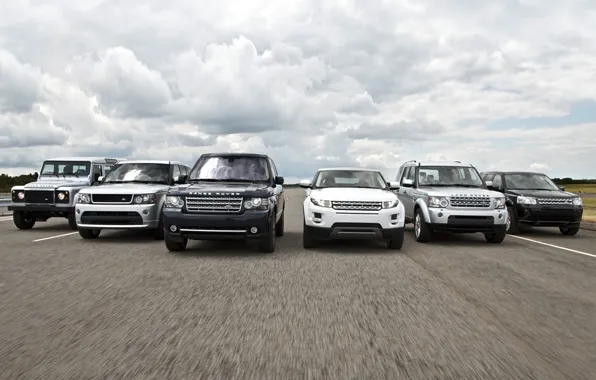 Picture the sky, asphalt, Range Rover, the airfield, land rover, Range Rover Sport, Discovery, mixed