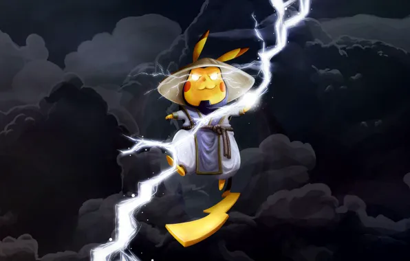 Clouds, Zipper, Fantasy, Lightning, Mortal Kombat, Raiden, Pikachu, MK