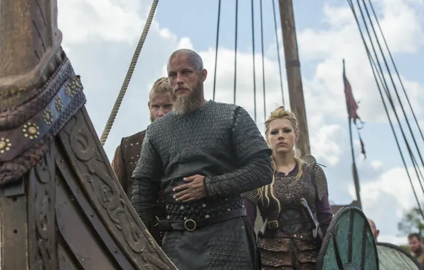 Picture ship, Vikings, The Vikings, Katheryn Winnick, Travis Fimmel, Ragnar Lothbrok, Lagertha, Alexander Ludwig