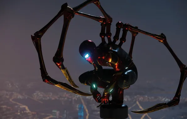 Night, the city, fiction, height, costume, comic, Spider-man, MARVEL