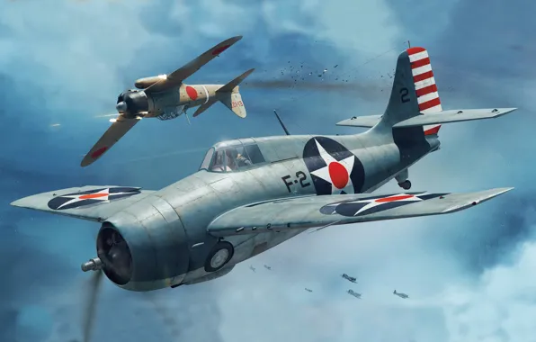 USA, fighter-bomber, Deck, Grumman F4F Wildcat, Antonis Karidis, US NAVY, F4F-3 Wildcat