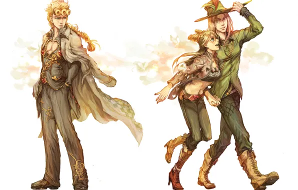 Picture pair, Jojo`s Bizarre Adventure, girl, art, anime, guy