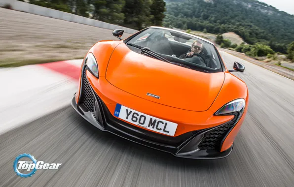 McLaren, Top Gear, Orange, Speed, Front, Spider, Track, 650S