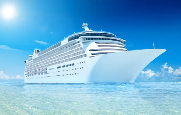 The sun, The ocean, Sea, Liner, The ship, Nose, Rendering, Tank