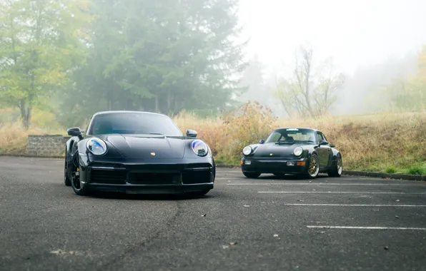 911, Porsche, Fog, Turbo S, Duet, 992, Grandfather and grandson