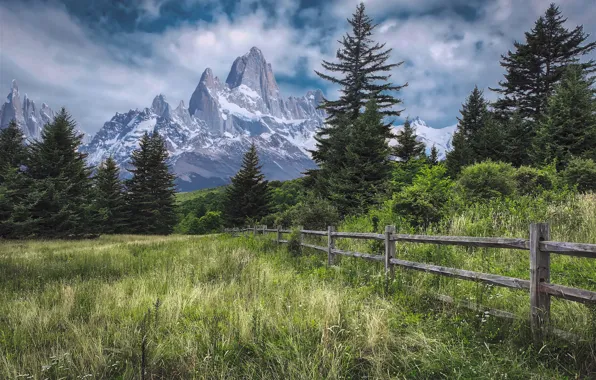 Picture mountains, nature, the fence