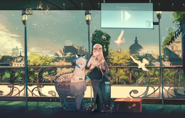 Girl, anime, art, Lama, ori (momonimo)