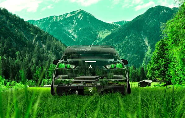 Picture Nature, Mountains, Grass, Style, Wallpaper, Mitsubishi, Lancer, Nature