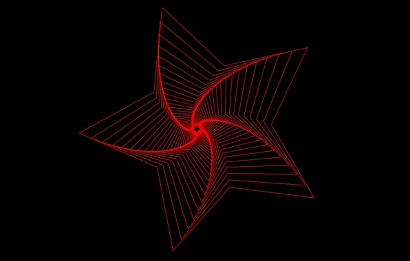 Picture stars, black background, red lines