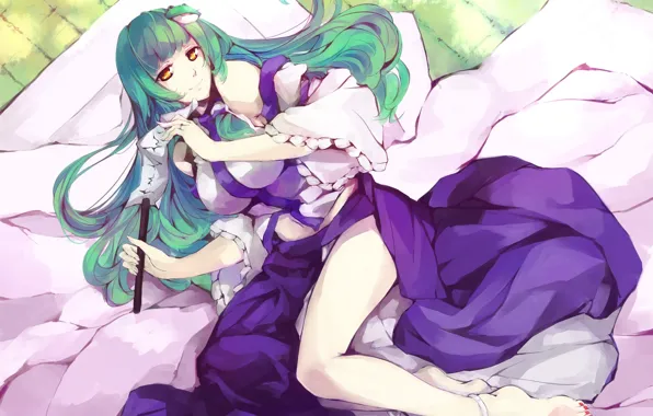 Picture girl, smile, mood, touhou, art, Kochi Have Done The Art, Kalalasan