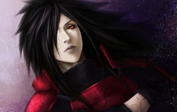 Cracked, guy, Naruto, art, red eye, madara, Uchiha, zetsuai89