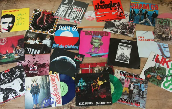Picture retro, vinyl, records, punk collection