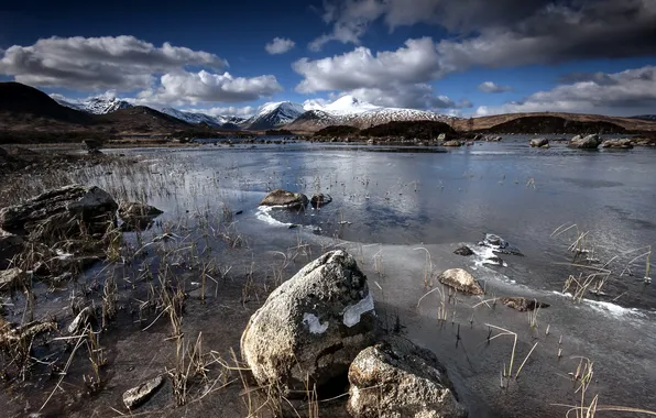 Landscape, mountains, lake