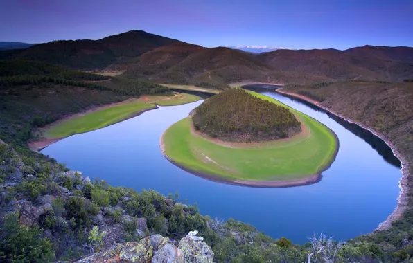 The sky, mountains, river, direction, the Peninsula, skirts