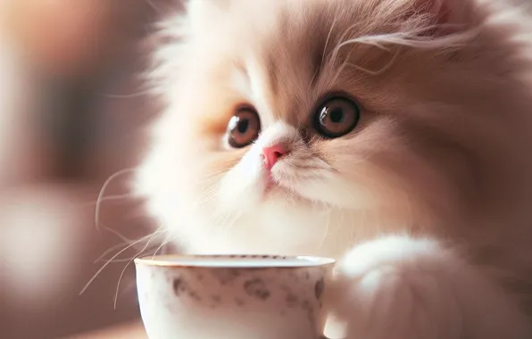 Cat, white, eyes, look, kitty, portrait, baby, mug