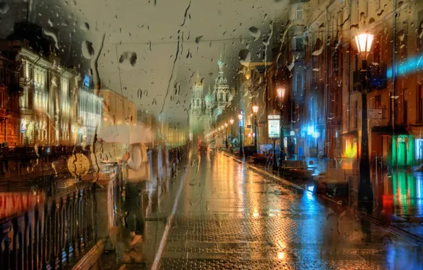 Picture girl, umbrella, Saint Petersburg, the rain