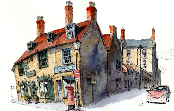 Picture the city, paint, figure, England, home, Sherborne