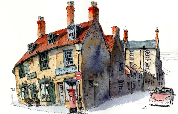 The city, paint, figure, England, home, Sherborne