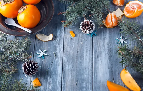 Decoration, New Year, Christmas, Christmas, wood, winter, fruit, New Year