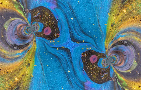Line, blue, yellow, abstraction, rendering, background, fractals, color