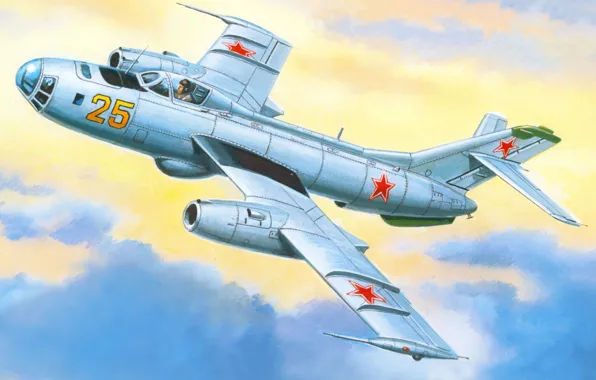 The sky, figure, art, bomber, Soviet, speed, purpose, As-25B