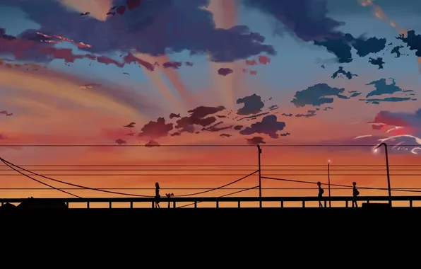 Picture sunset, Anime, 5 centimeters per second, Makoto Xingkai