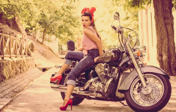 Summer, girl, style, bike