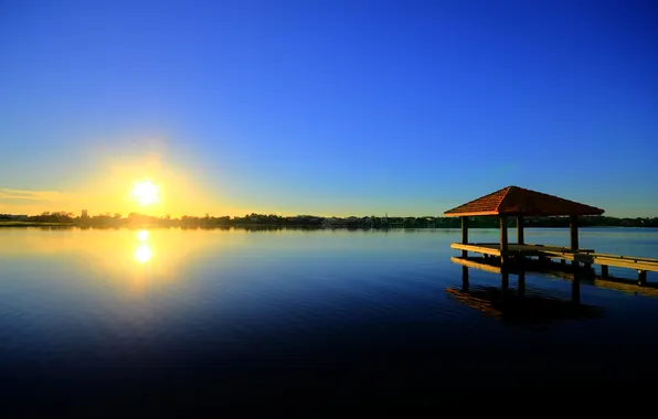 Picture lake, sunrise, morning, Australia, Australia, Gold Coast