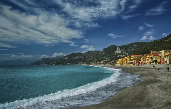 Picture mountains, coast, Italy, Italy, The Ligurian sea, Liguria, Liguria, Varigotti