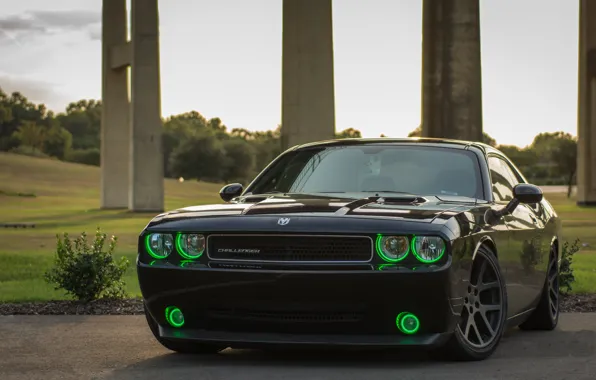 Picture Dodge, Challenger, lights, green