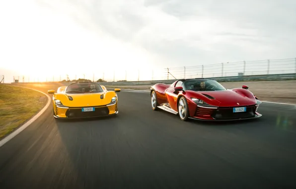 Picture Ferrari, red, yellow, Daytona, racing track, Ferrari Daytona SP3