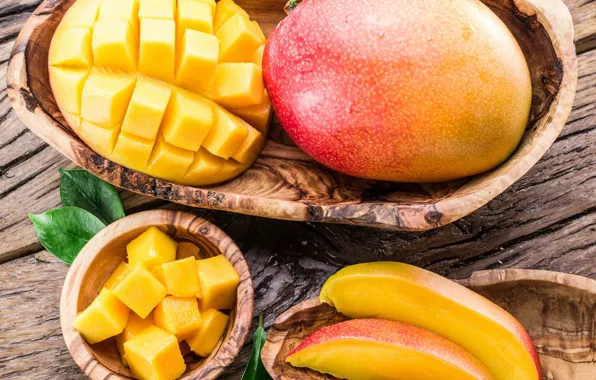 Cubes, fruit, fruit, mango, slices