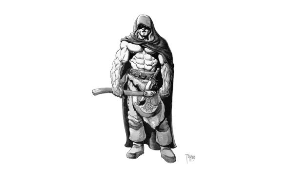 Warrior, axe, Muscles