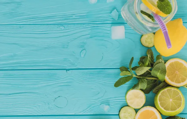 Lemon, ice, lime, drink, mint, lemonade, citrus